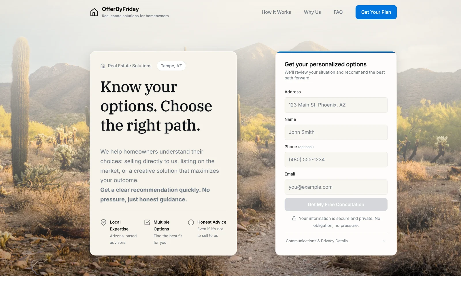 OfferByFriday — real estate lead funnel landing page
