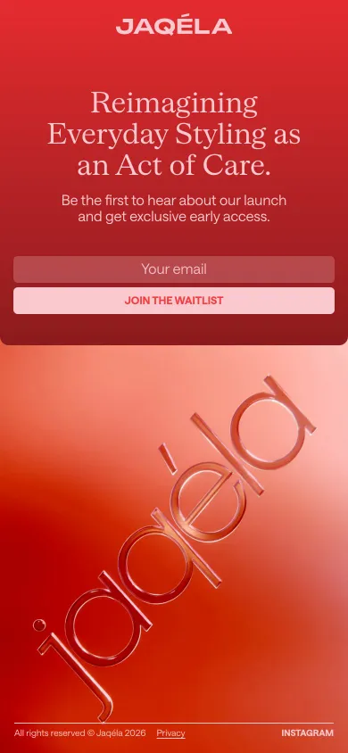 The Jaqéla launch page on a phone